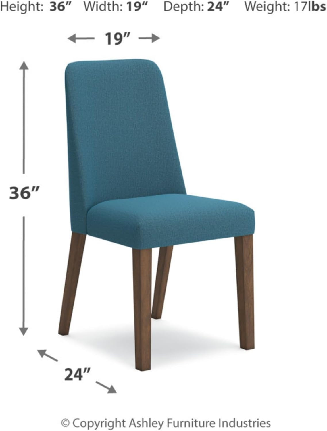 Lyncott Contemporary Dining Room Upholstered Side Chair with Foam Cushion, 2 Count, Blue & Brown-2