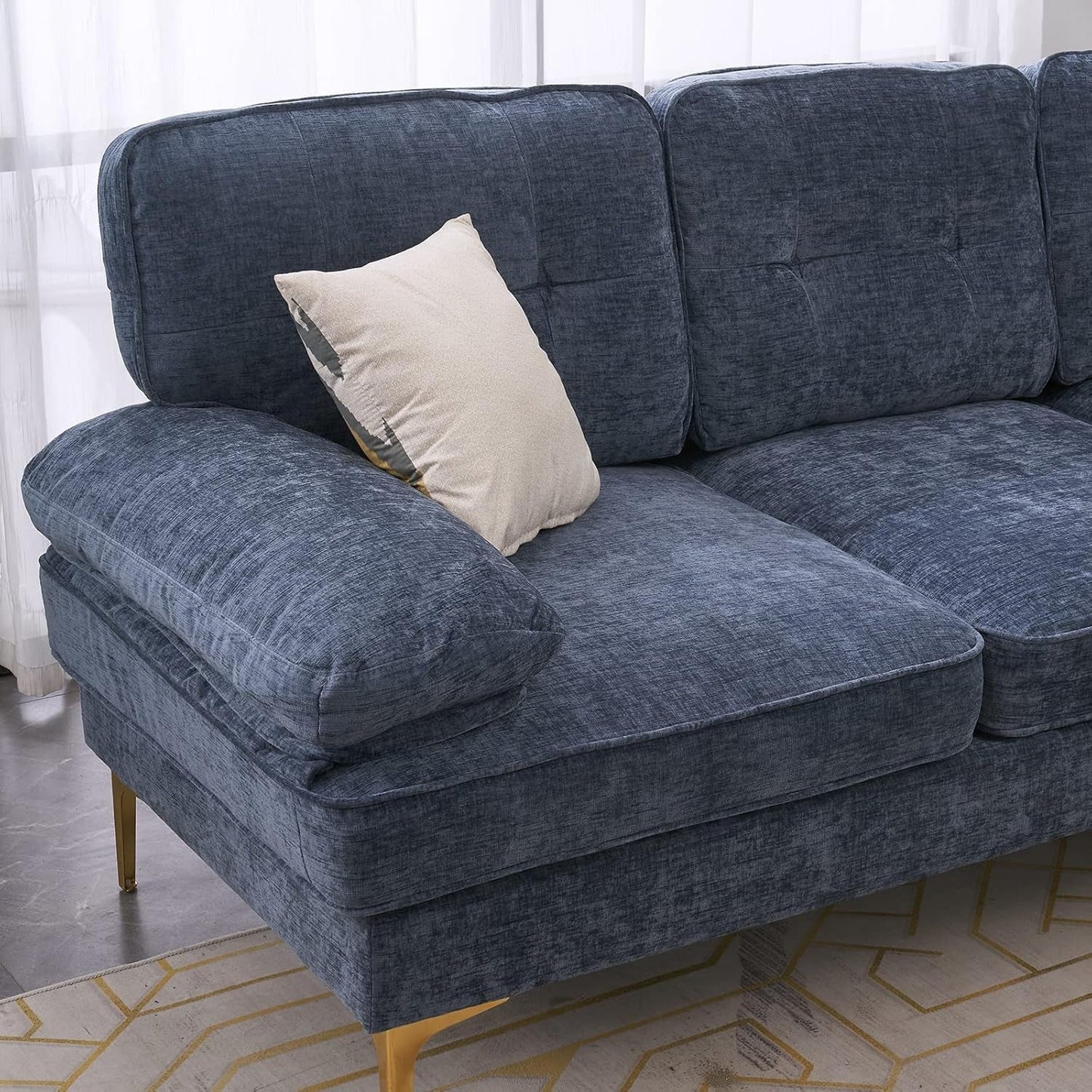 Dusty Blue 83" L-Shape Chenille Sectional Sofa-4