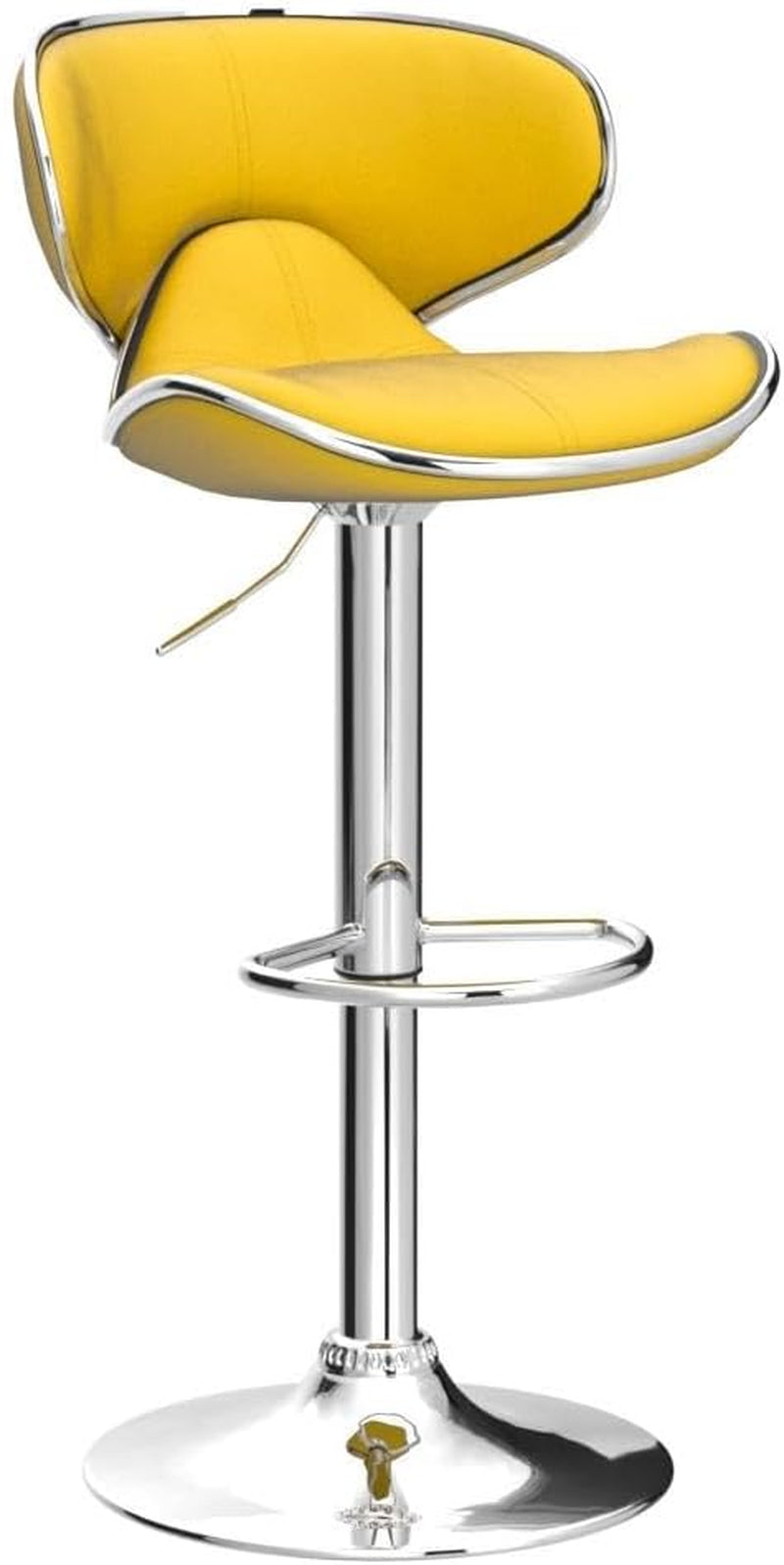Masaccio Velvet Upholstered Adjustable Swivel Barstool, Set of 2, Yellow-4