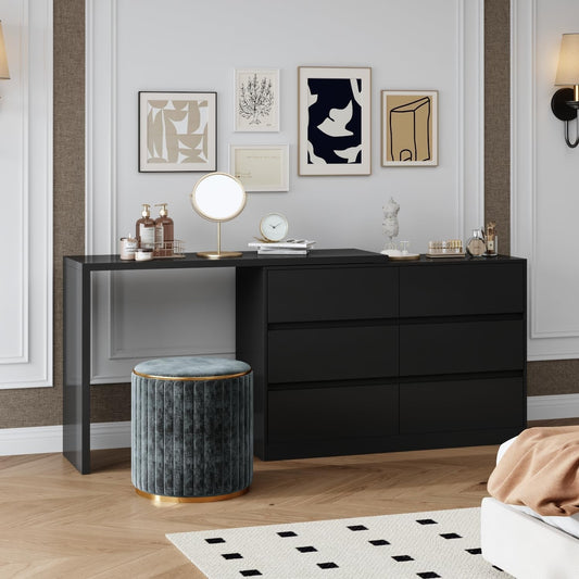 6 Drawer Dresser with Rotatable Extendable Tabletop-1