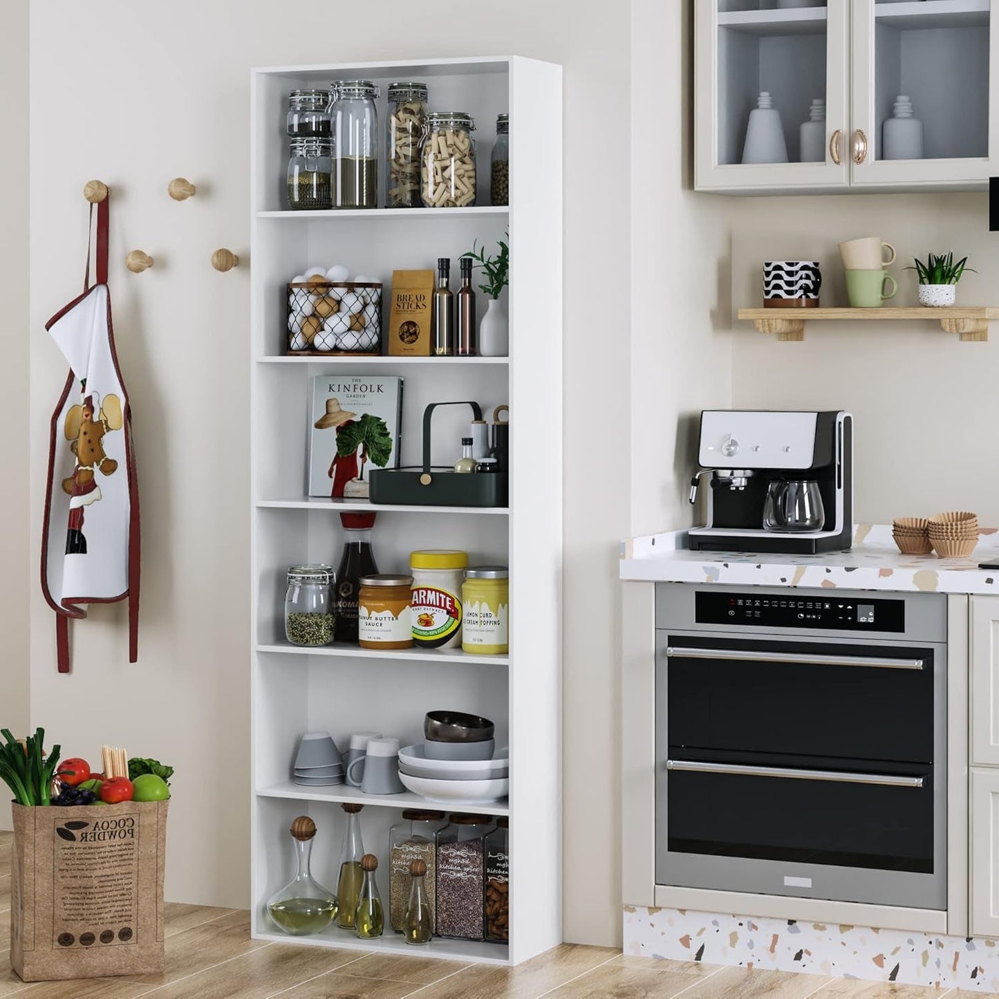 6-Tier Open Bookcase and Bookshelf, Freestanding Display Storage Shelves Tall Bookcase for Bedroom, Living Room and Office, White-4