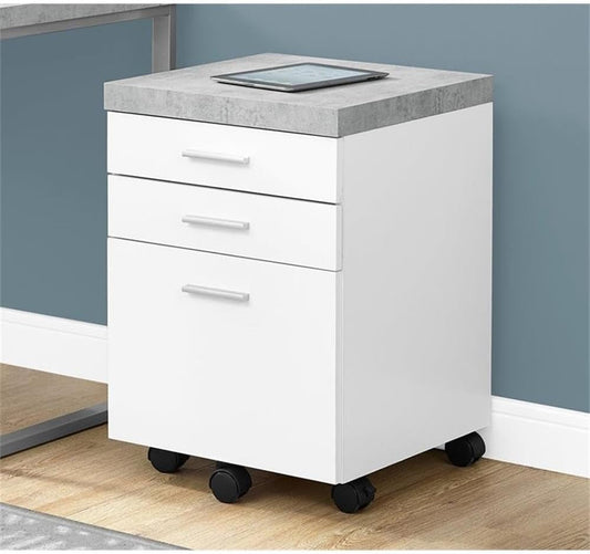 I 7051 File Cabinet, Rolling Mobile, Storage Drawers, Printer Stand, Office, Work, Laminate, Grey, White, Contemporary, Modern-1