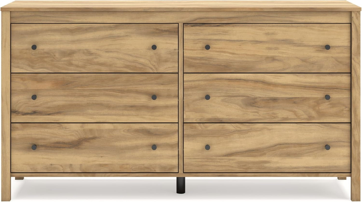 Bermacy Casual 6-Drawer Dresser with Safety Stop, Light Brown-4