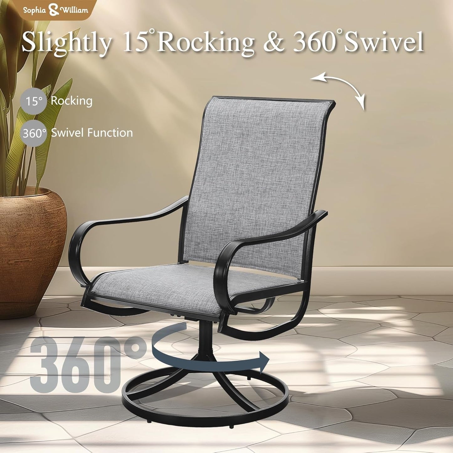 Outdoor Dining Set Patio Dining Set for 6 Outdoor Table and Chairs 7 Pieces Outdoor Patio Set with Swivel Patio Chairs 60"X 38" Metal Table for Garden Pool All Weather Grey-4