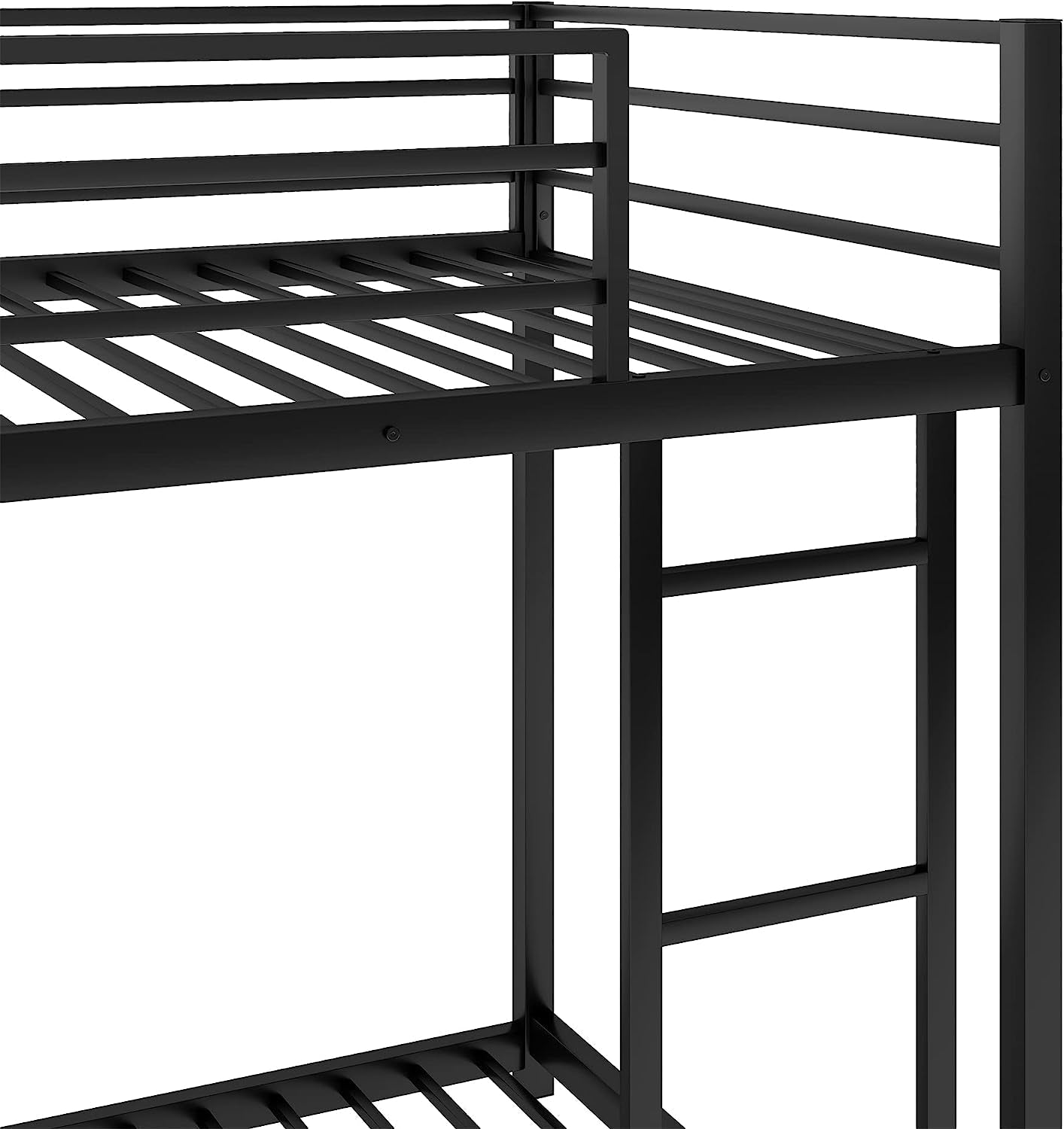 Black Twin Metal Bunk Bed with Guard Rails and Ladder-4