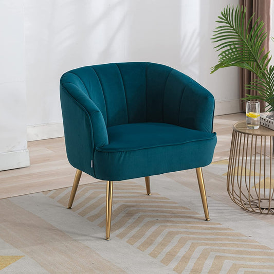 Teal Velvet Accent Chair with Golden Legs-1