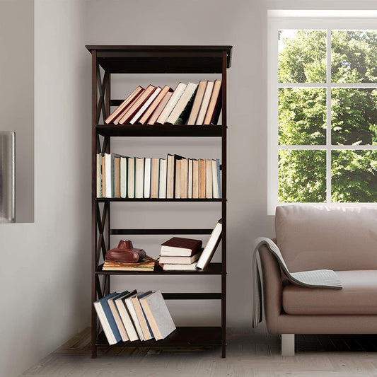 Espresso Montego Bookcase with 5 Shelves (New)-1