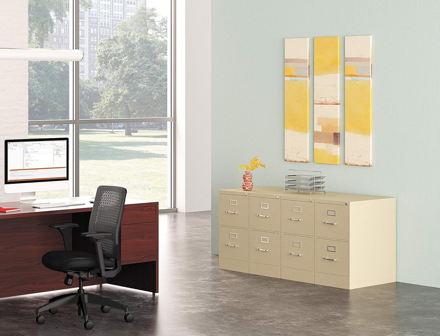 Two-Drawer Filing Cabinet- 510 Series Full Suspension Letter File Cabinet, 29 by 15-Inch, Putty (H512)-1