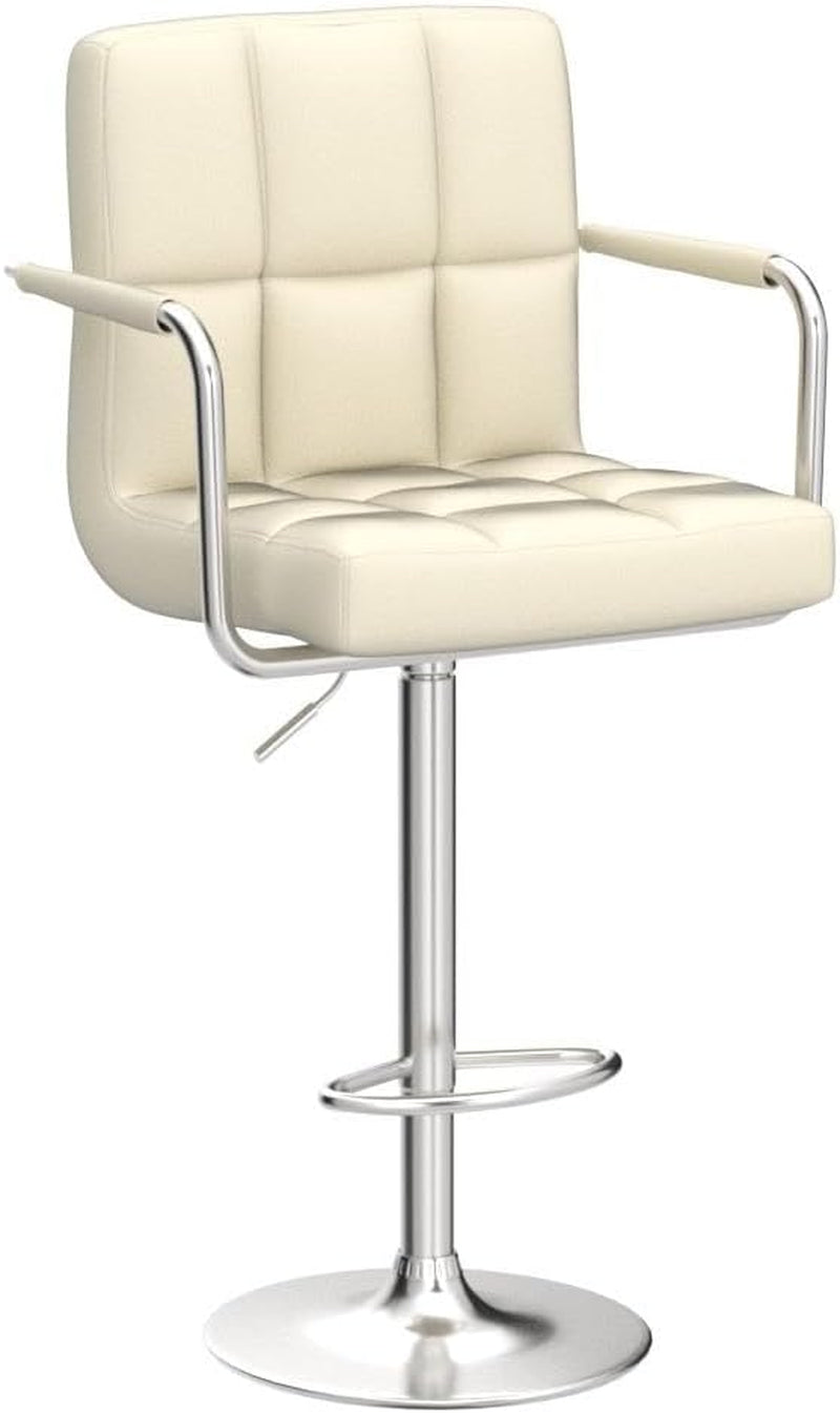 Beige Tall Adjustable Swivel Bar Stools (Set)-4