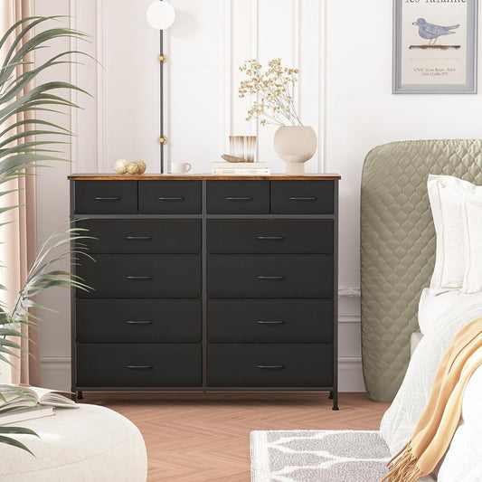 Dresser for Bedroom with 12 Drawers, Tall Fabric Drawer Dresser, Compact Chest of Drawers for Closet, Nursery, Bedside, Living Room, Laundry, Entryway, Hallway-1