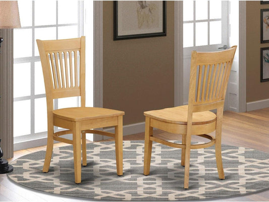VAC-OAK-W Vancouver Kitchen Dining Chairs - Slat Back Wooden Seat Chairs, Set of 2, Oak-1