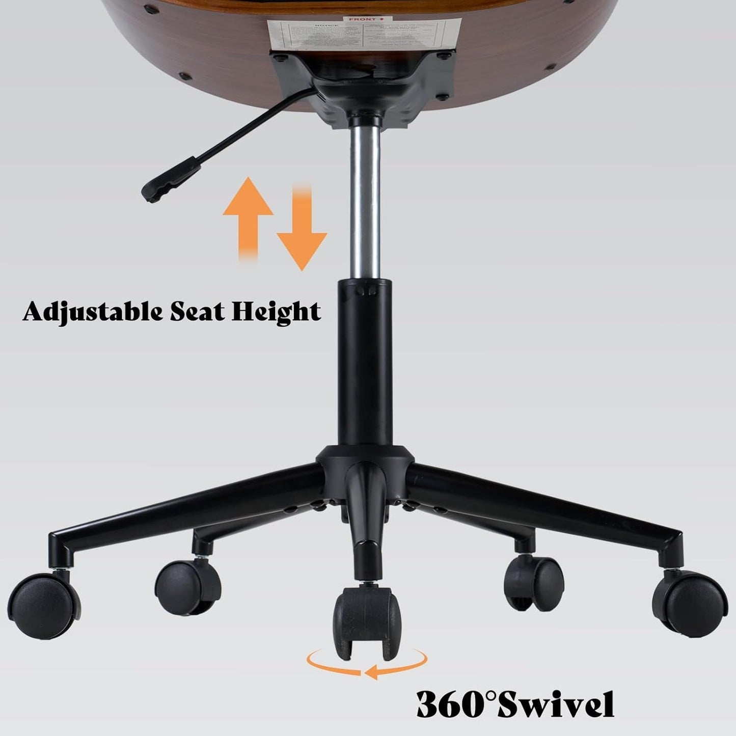 Home Office Chair Set of 2, PU Leather Desk Chair, Modern Swivel Chair with Curved Back, Armless Desk Chair with Wheels for Home Office, Black-4