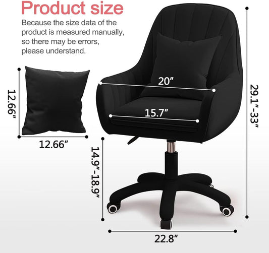 Home Office Chair Computer Chair with Mid-Back Upholstered Modern Tufted Computer Task Chair Swivel Height Adjustable Velvet Accent Chair Suitable for Bedroom, Study-1