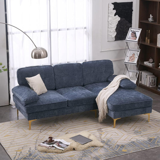 Dusty Blue 83" L-Shape Chenille Sectional Sofa-1