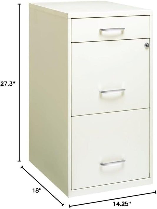 3 Drawers 27.32" Vertical White Metal Filing Cabinet Lockable Pre-Assembled Stationary Legal/Letter Size for Home, Office-1