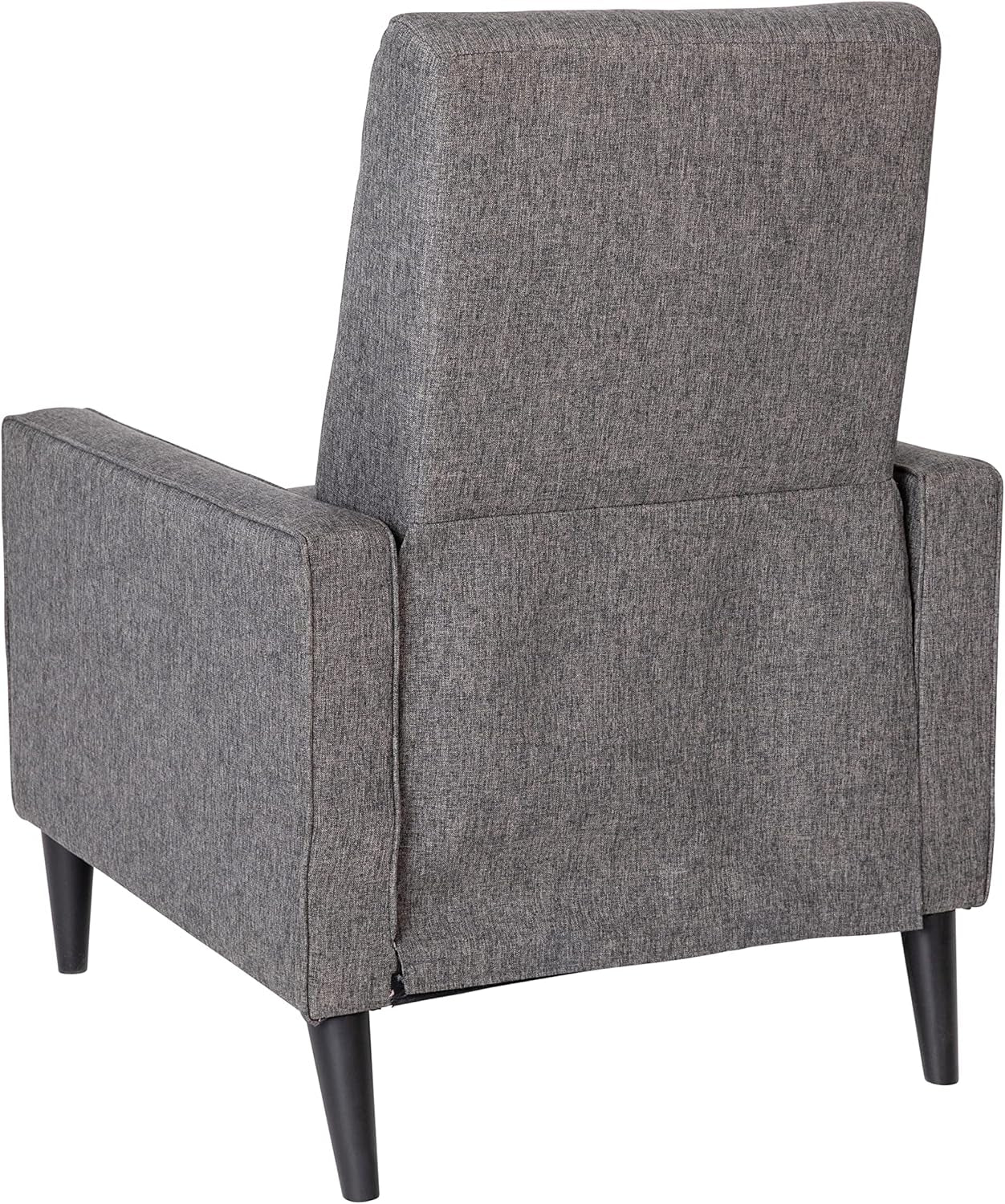 Ezra Ezra Pushback Recliner - Mid-Century Modern Gray Fabric Upholstery - Button Tufted Back - Residential & Commercial Use-4