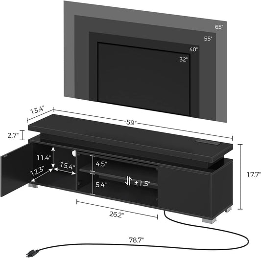 LED TV Stand with Power Outlet & Storage Cabinet-1