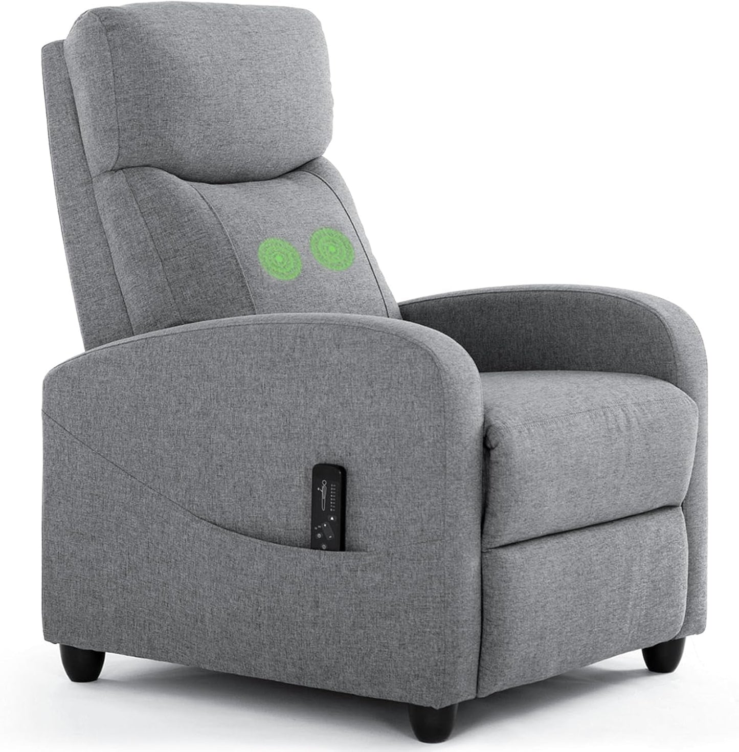 Recliner Chair with Massage and Lumbar Support, Small Fabric Home Theater Seating, Adjustable Modern Reclining Chair for Adults in Living Room-0