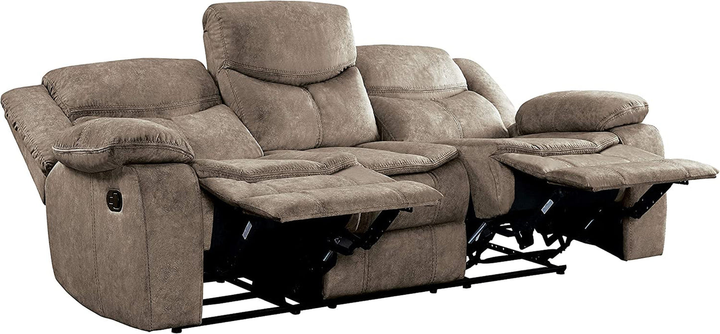 Bay Manual Double Reclining Sofa, Brown-4