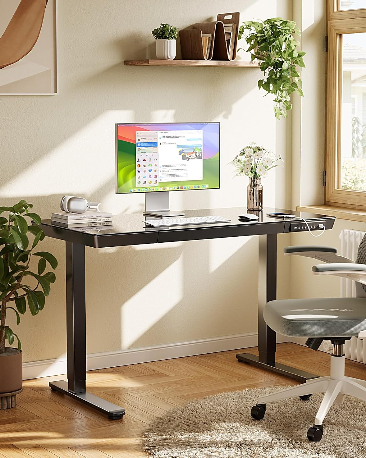 48" Glass Electric Standing Desk with USB-0
