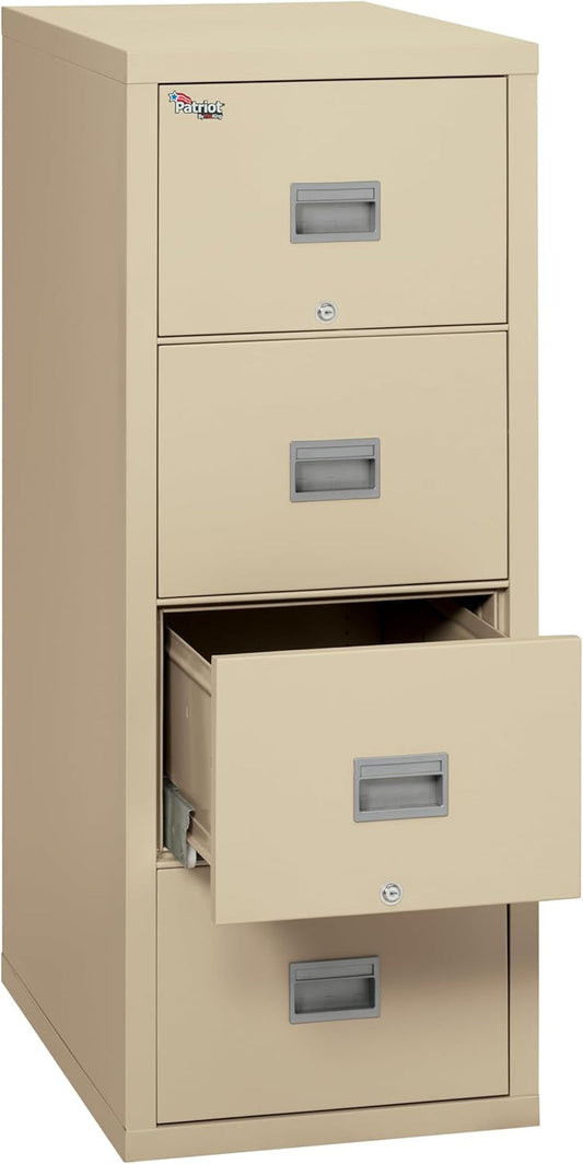 Patriot Vertical 4 Drawer Legal & Letter Fire Safe File Cabinet, Key Lock, 1 Hour Fire Rated UL Rated & Water Resistant, USA Made, Parchment-1