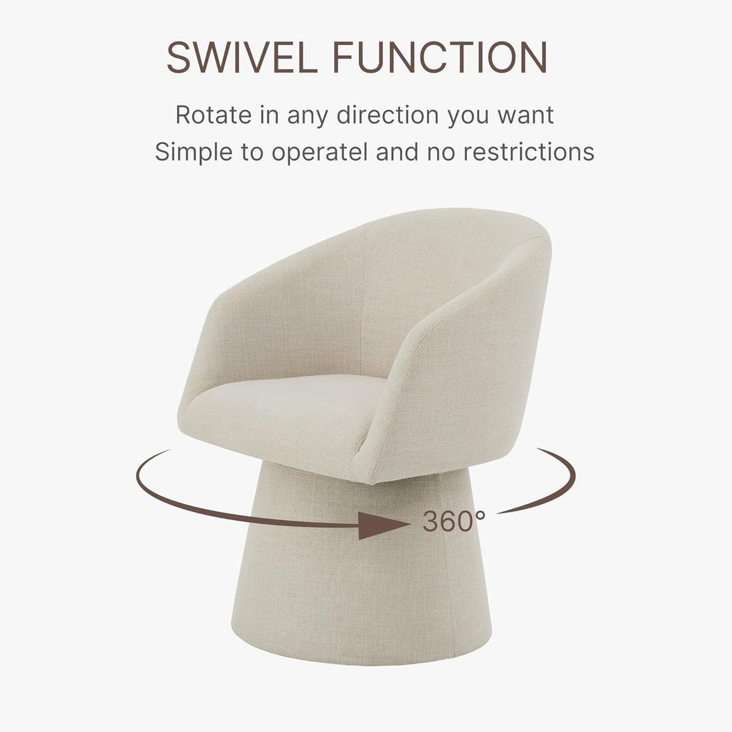 Swivel Dining Chairs Modern Accent Armchair Side Deskchair for Diningroom Vanity Bedroom Livingroom Reading Room,Linen,4 PCS-3