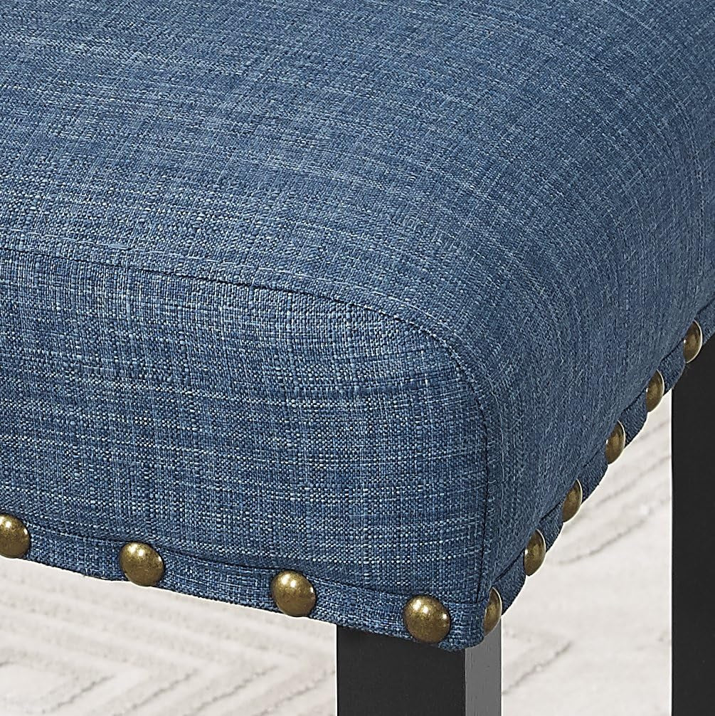 Biony Blue Fabric Dining Chairs with Nailhead Trim, Set of 2-2