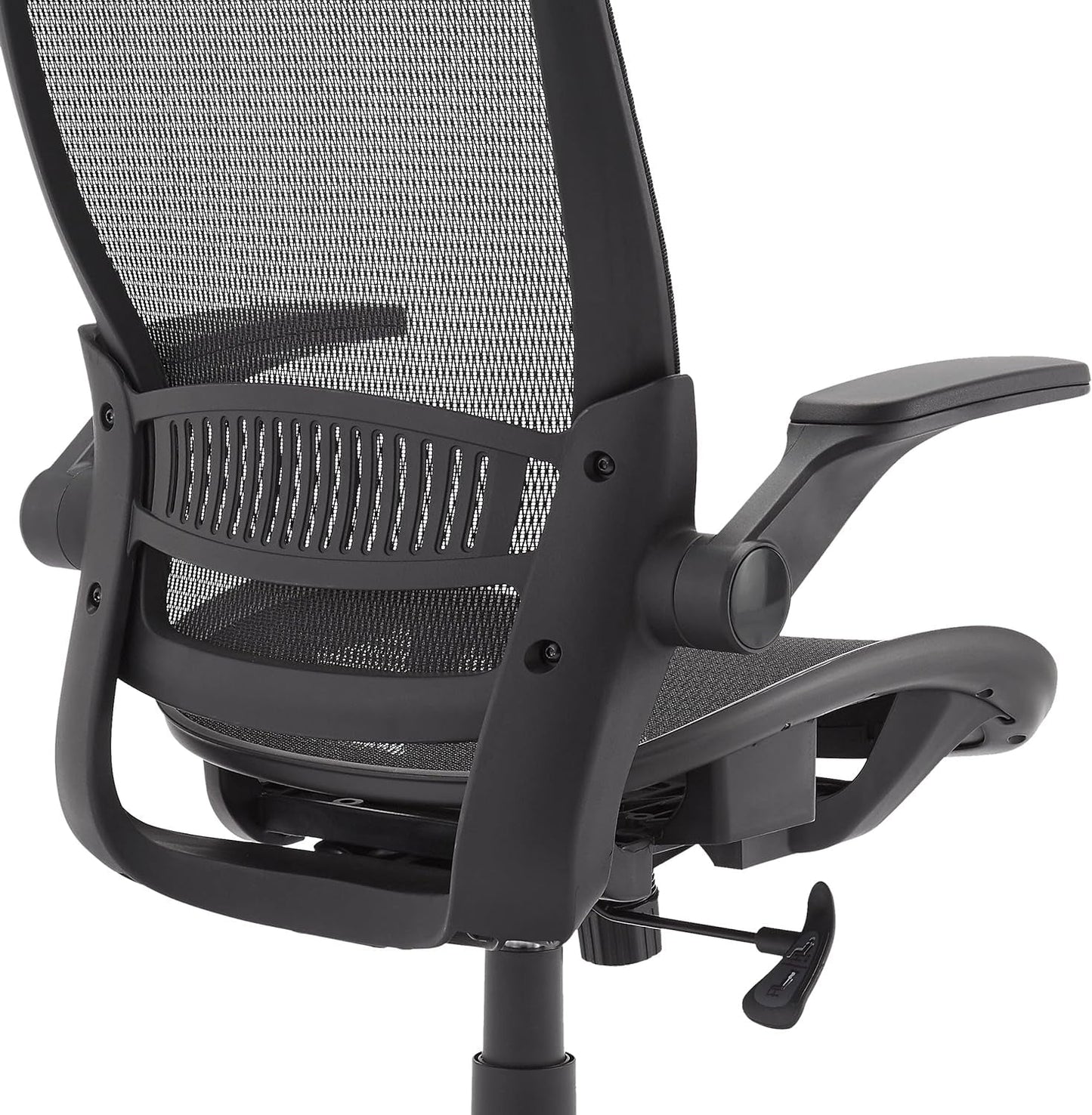 Ergonomic High-Back Desk Chair, Comfortable Flip-Up Armrests, Contoured Mesh Seat, Swivel, Black, 25.5"D X 26.25"W X 49.25"H-4
