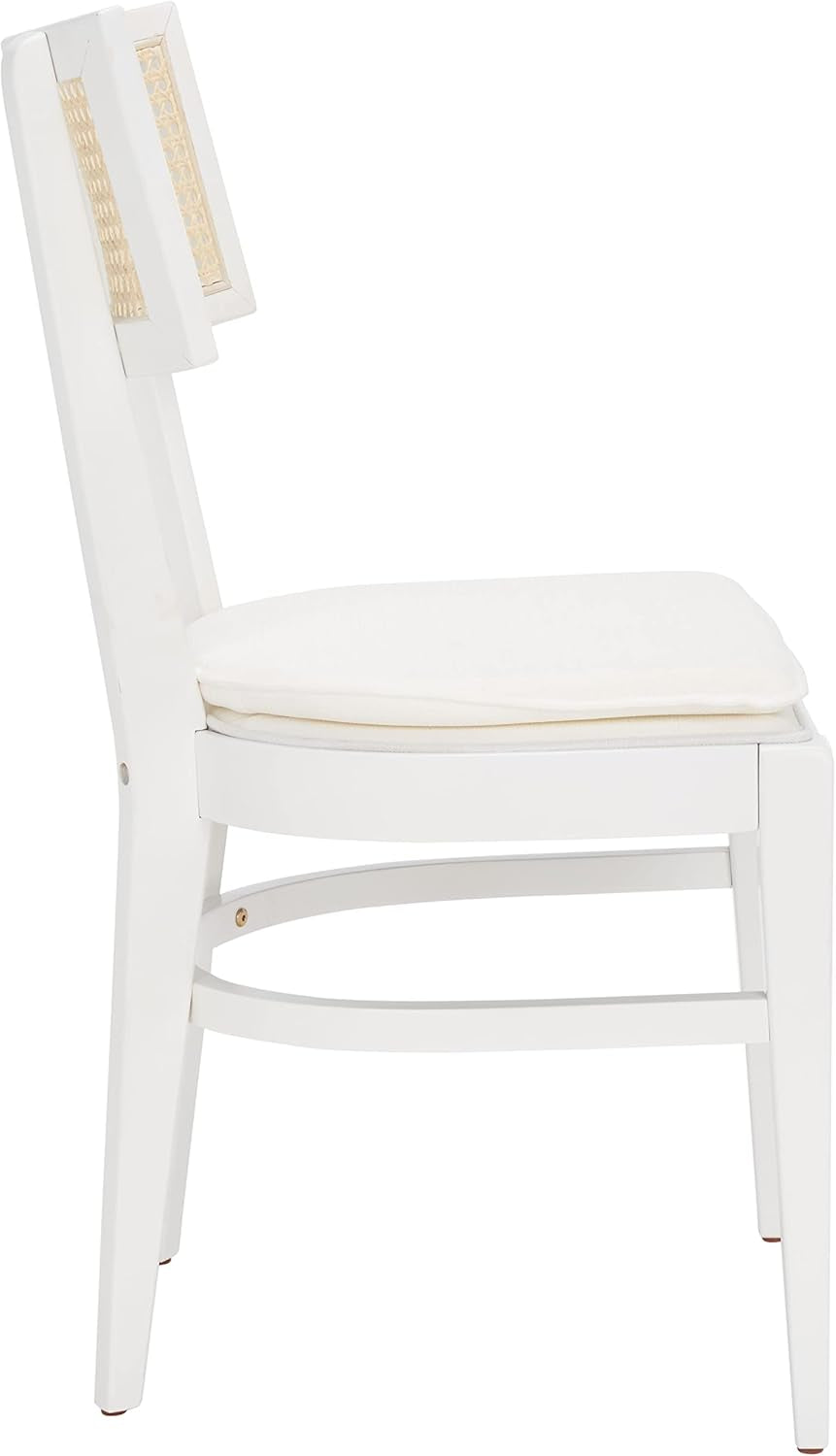Home Collection Galway Coastal White/Natural Cane Seat Cushion Dining Chair-4