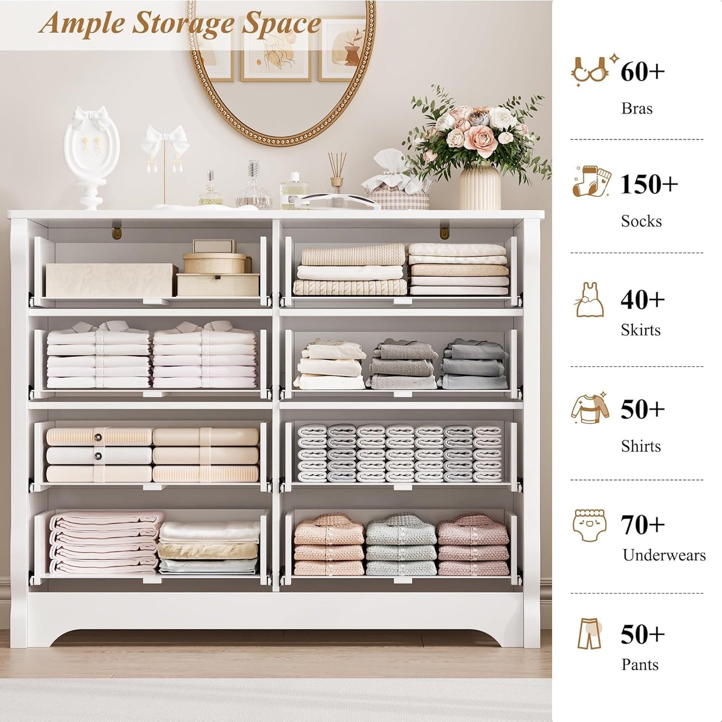 White Dresser with 8 Deep Drawers-4