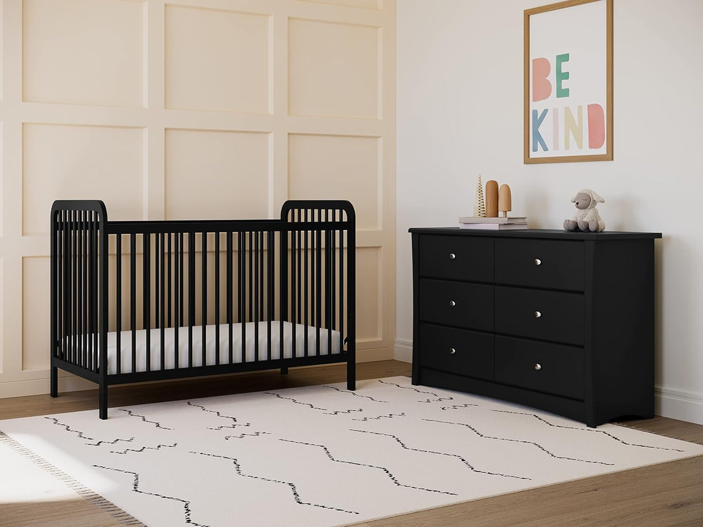 Crescent 6 Drawer Double Dresser (Black) – GREENGUARD Gold Certified, Dresser for Nursery, 6 Drawer Dresser, Kids Dresser, Nursery Dresser Drawer Organizer, Chest of Drawers-4