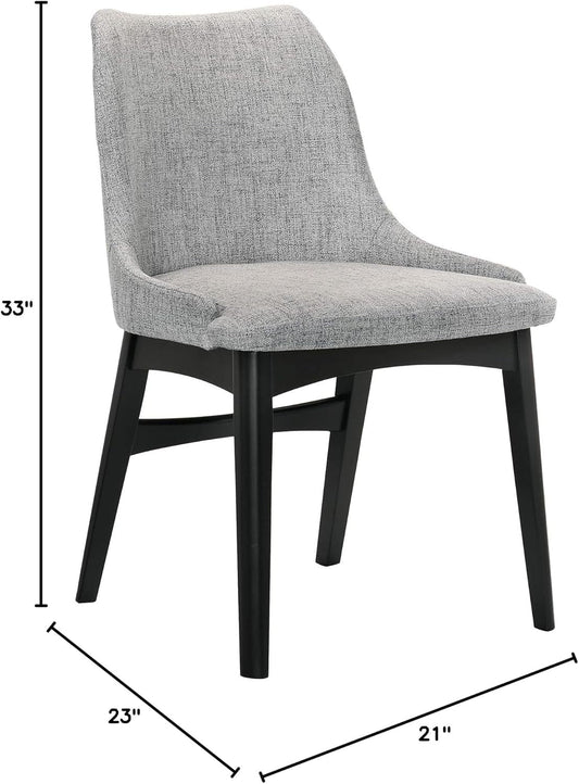 Azalea Fabric Wood Dining Side Chairs-Set of 2, 19" SH, Gray/Black-1