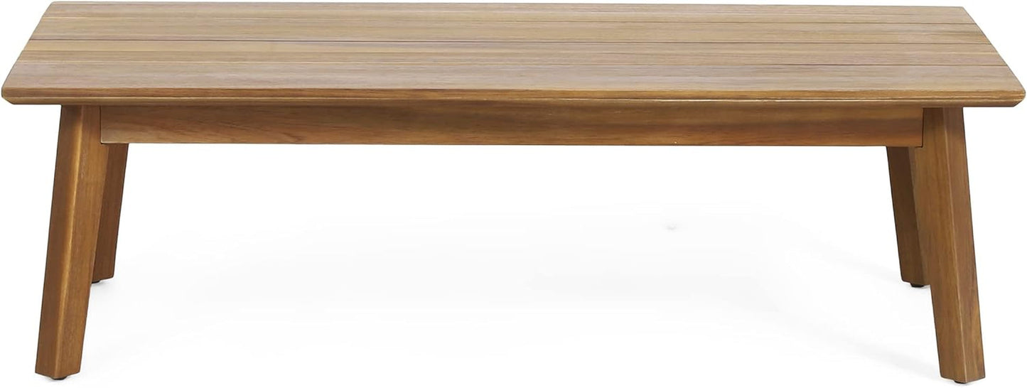 Burchett Outdoor 4Pc Chat Set - Acacia Wood and Wicker - Teak/Mixed Brown/Beige-4