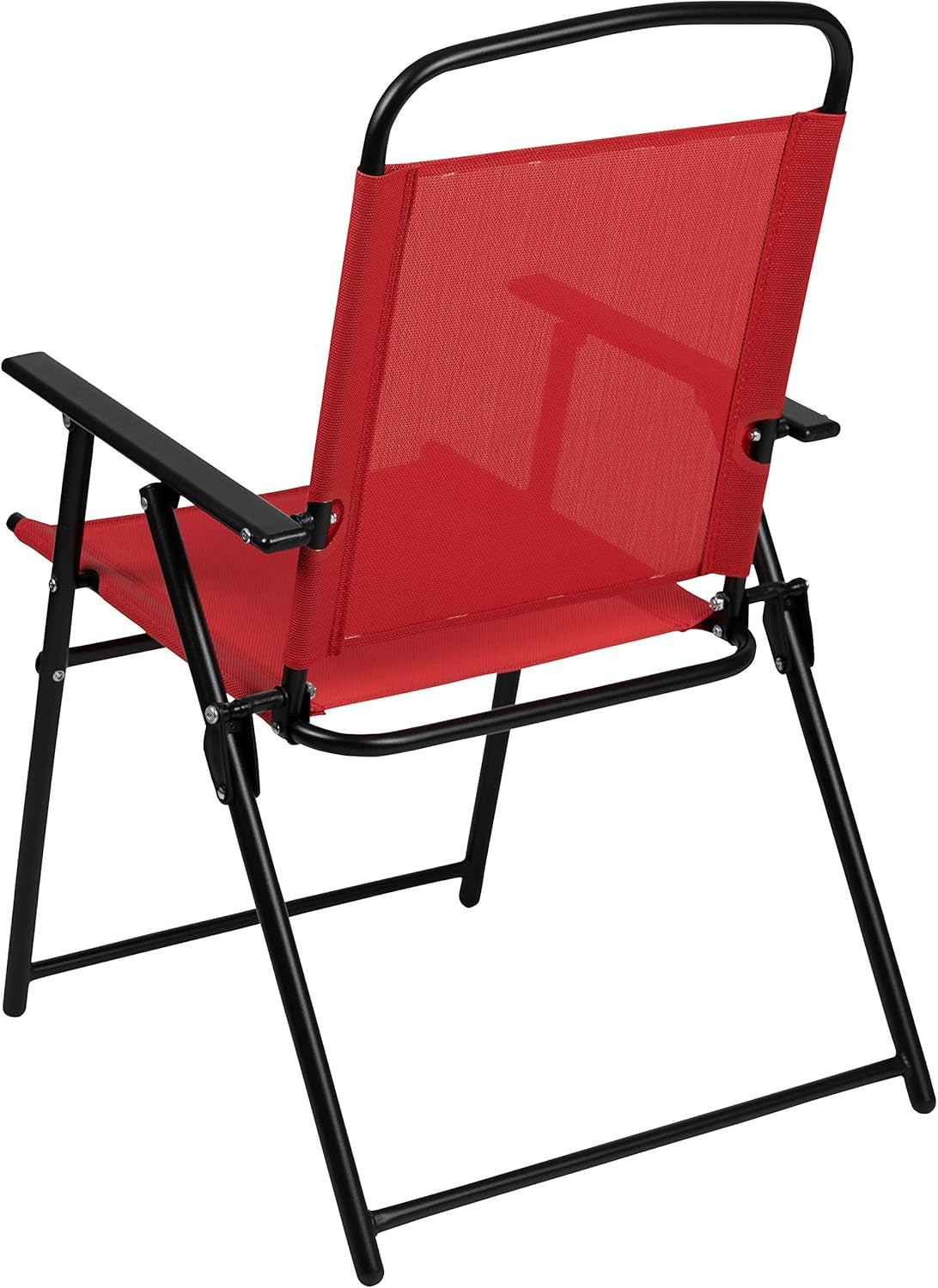 Nantucket 6 Piece Red Patio Garden Set with Table, Umbrella and 4 Folding Chairs-4