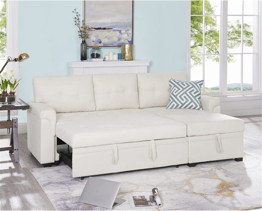 L-Shape Velvet Sleeper Sofa with Storage-1