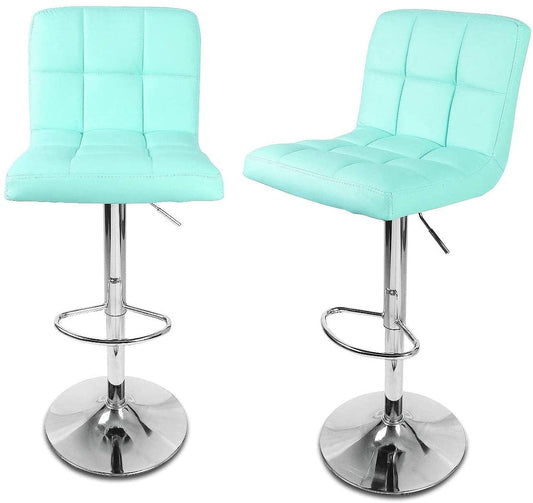 Tiffany Blue Adjustable Kitchen Barstools, Set of 2-1