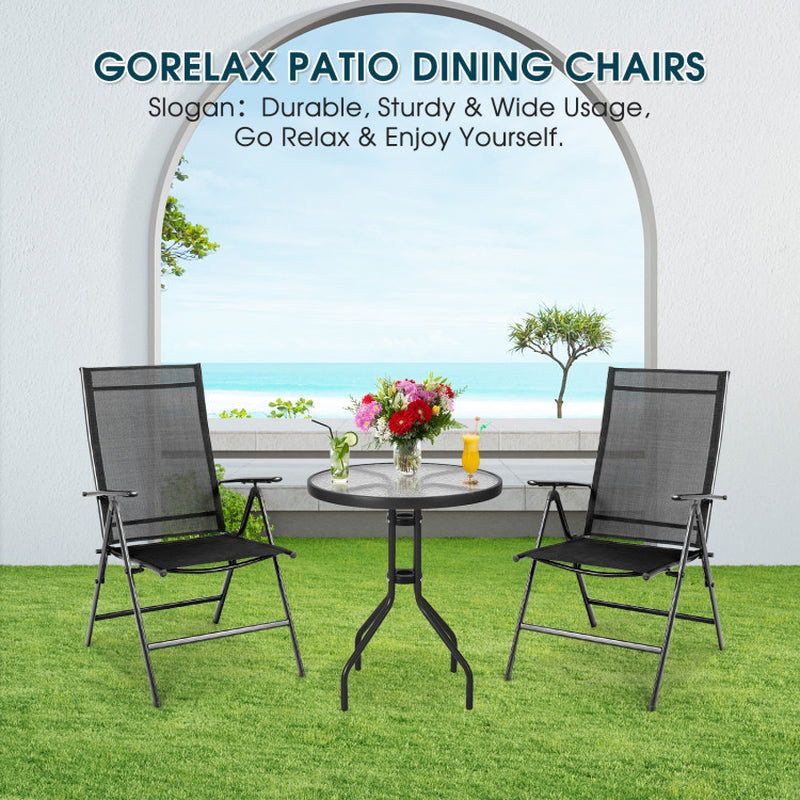 Set of 2 Adjustable Portable Patio Folding Dining Chair Recliners-0