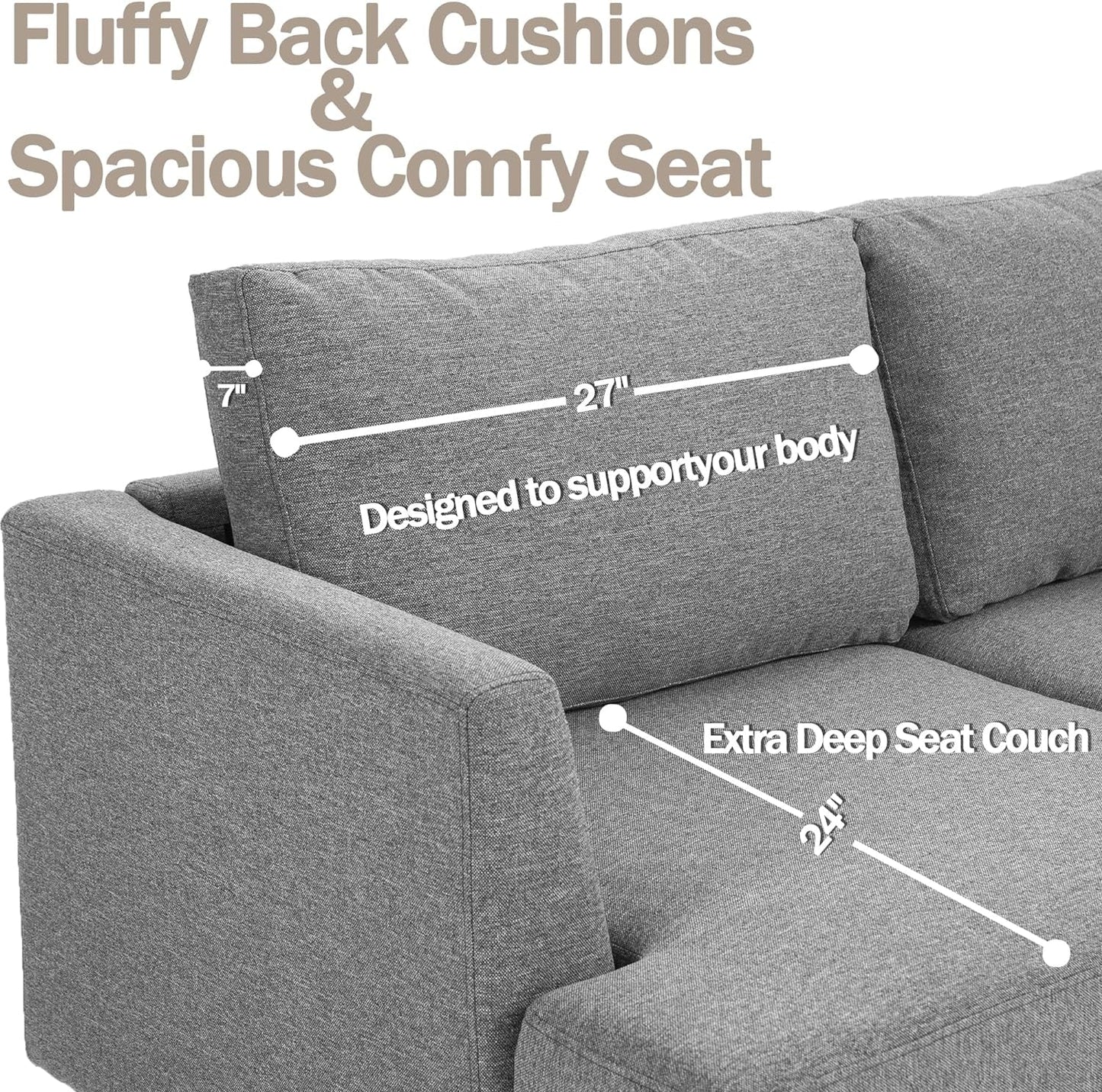 Gray Fabric Loveseat with Wood Legs-4