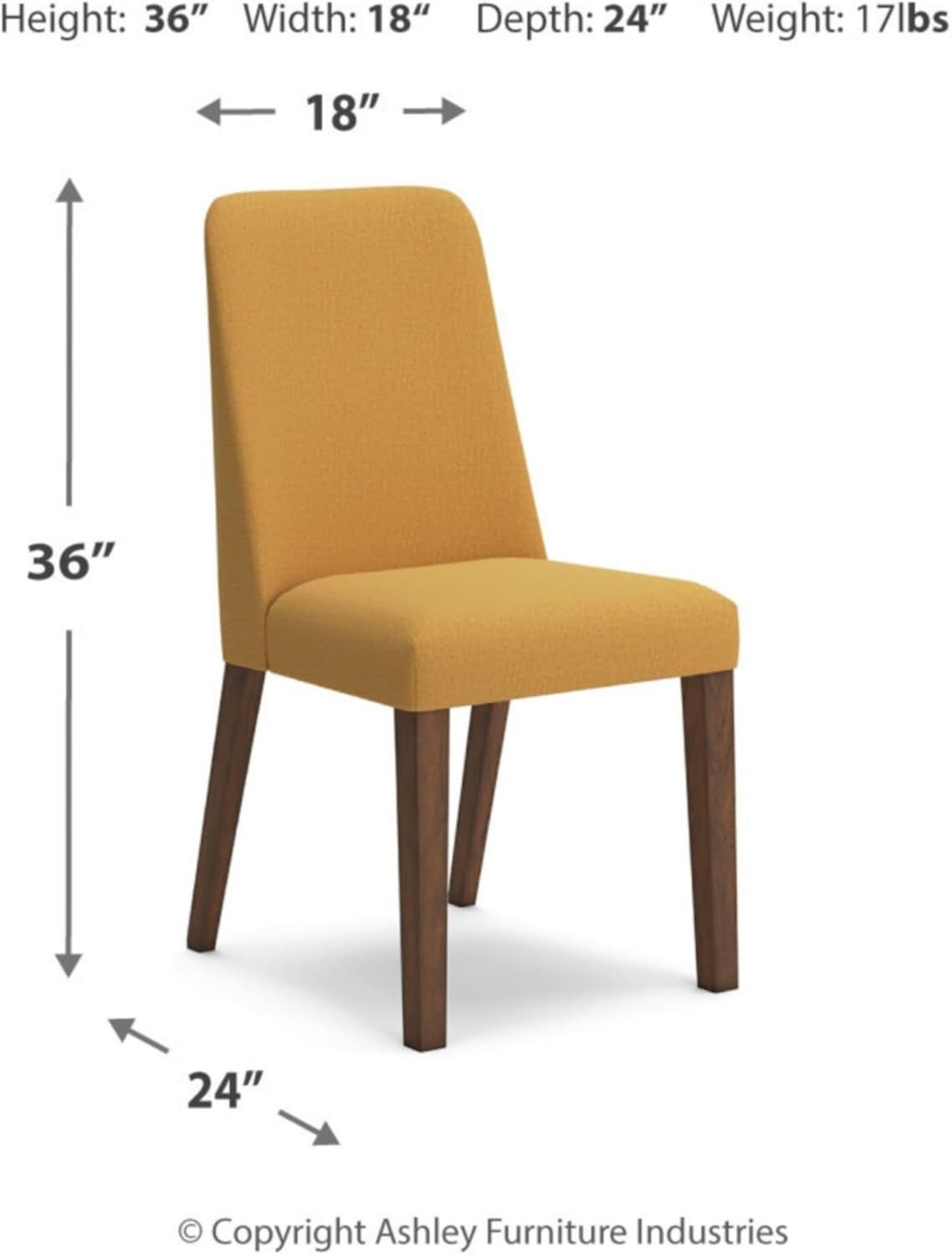 Lyncott Contemporary Dining Room Upholstered Side Chair with Foam Cushion, 2 Count, Yellow & Brown-2
