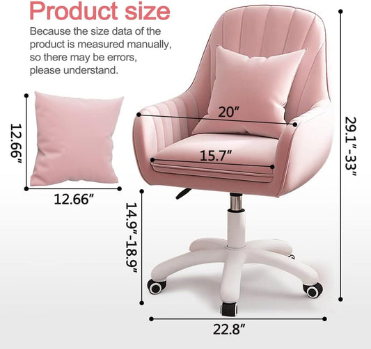 Home Office Chair Computer Chair with Mid-Back Upholstered Modern Tufted Computer Task Chair Swivel Height Adjustable Velvet Accent Chair Suitable for Bedroom, Study-1