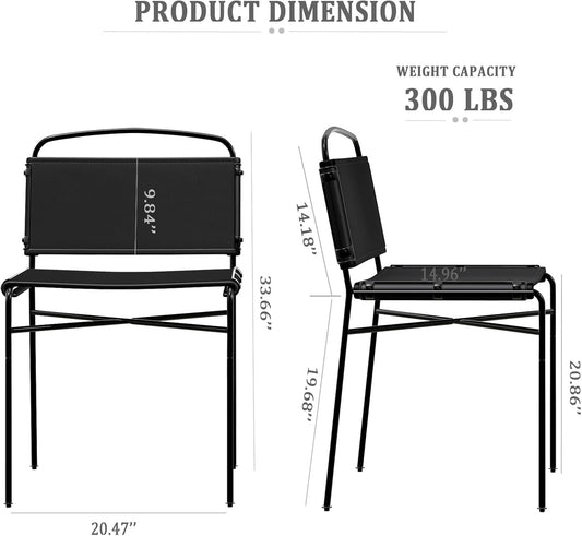 Leather Dining Chairs Set of 2, Black Modern PU Leather Dining Chairs Armless Stylish Mid-Century Leather Dining Chairs with Black Metal Legs for Kitchen Dining Room Chairs-1