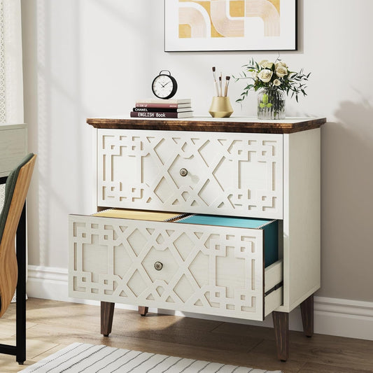 2-Drawer File Cabinet, Lateral Filing Cabinet for A4/Letter/Legal Size, Office Storage Cabinet, Printer Stand with Storage Drawer for Home Office-1