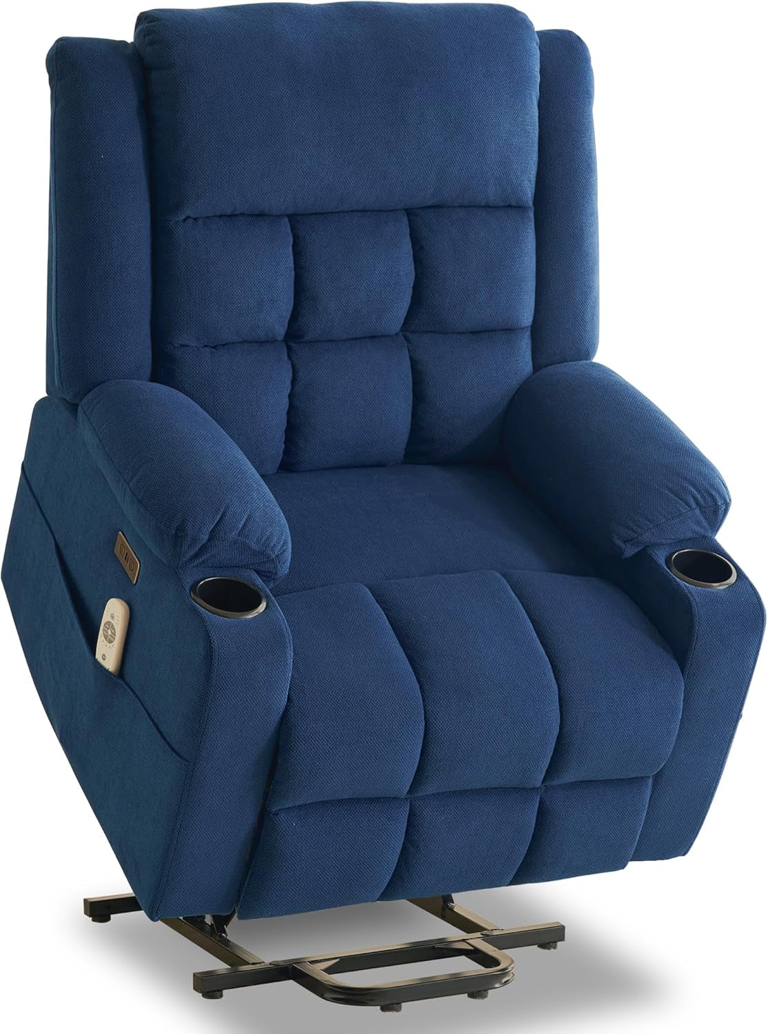 Power Lift Chair Recliners for Elderly with Heat and Massage, Oversized Recliner Chairs for Adults, Upgraded Fabric Recliner with USB & Type-C Charge Port, Cup Holders, L9911(Blue)-0