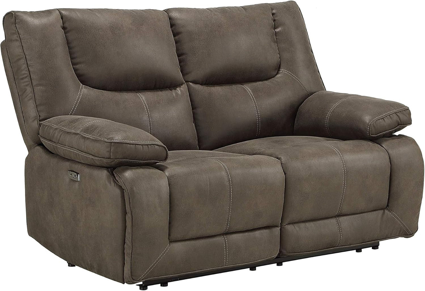 Gray Leather Reclining Loveseat with USB Charging rana-3