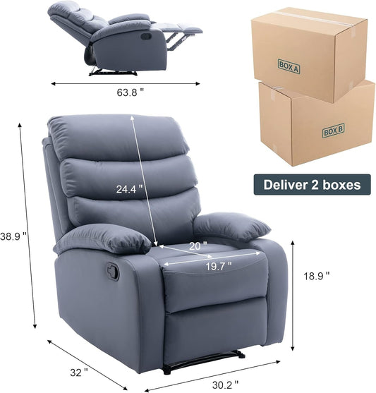 Swivel Rocker Recliner Chair for Adults, Rocking Recliner Chair, Manual Small Recliners for Small Spaces, Living Room, Nursery, RV, Dark Grey-1