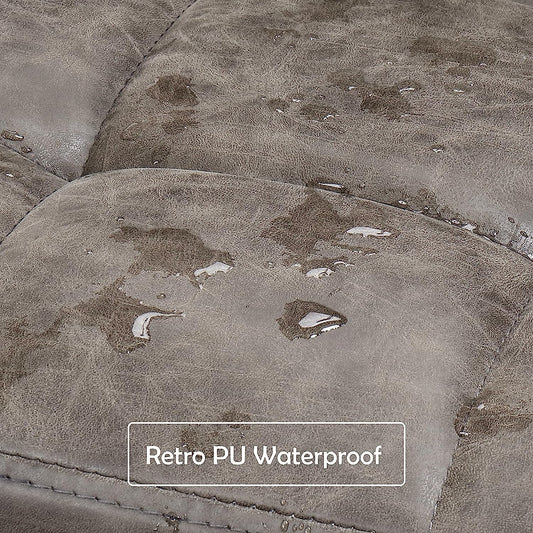 Vintage Leather Swivel Barstools, Set of 2, Grey-1