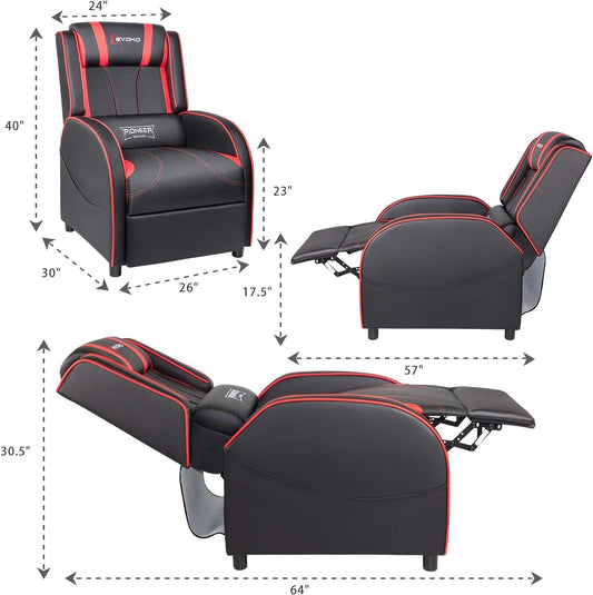 Gaming Recliner Chair PU Leather, Red-1