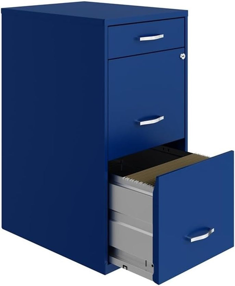 Space Solutions 18In Deep 3 Drawer Metal Organizer File Cabinet Blue, Letter Size, Fully Assembled-4