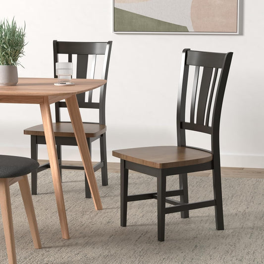 International Concepts San Remo Splatback Dining Chair, Height, Hickory/Washed Coal-1