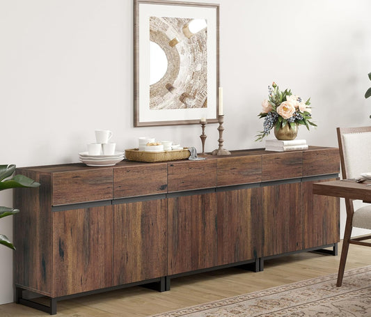 Brown 3-in-1 Modern Sideboard Buffet Cabinet with Shelf-1